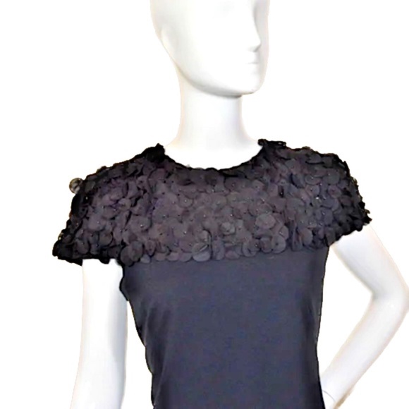 Akris Punto Black Beaded Appliqué Cocktail Dress  Size  6– Switzerland 🇨🇭 - Picture 12 of 16